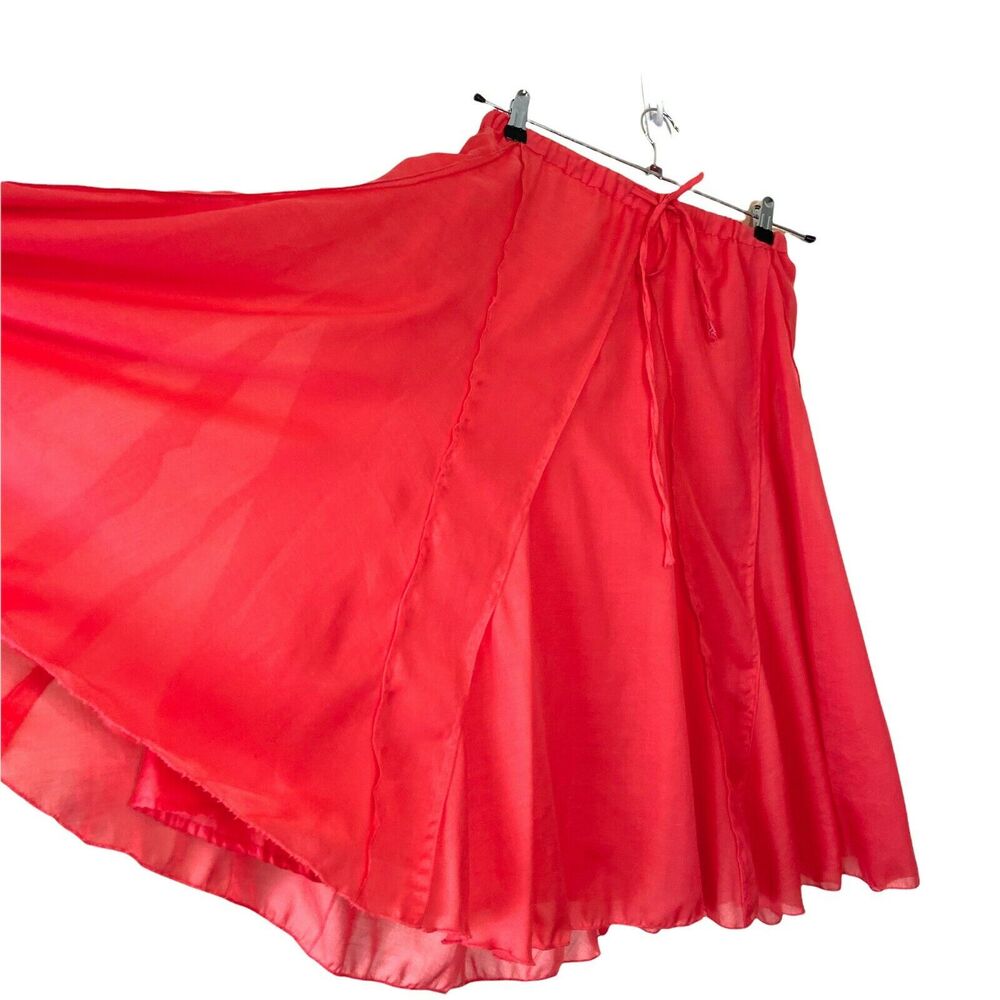 Dimri Full Skirt Womens Coral Raw Edge Semi Sheer Tie Waist Size Medium - Picture 2 of 15